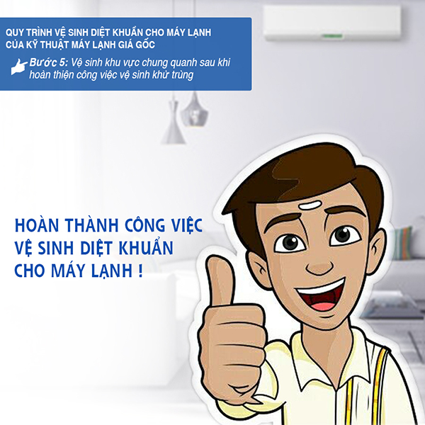 Vệ sinh diệt khuẩn cho máy lạnh bước 5 - Maylanhgiagoc.vn