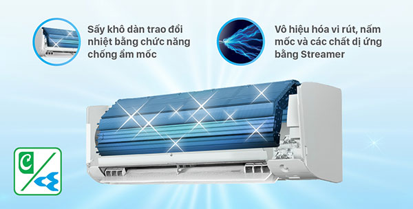 Máy lạnh Daikin Inverter 1.5 HP FTKZ35VVMV - chức năng chống ẩm mốc kết hợp Streamer