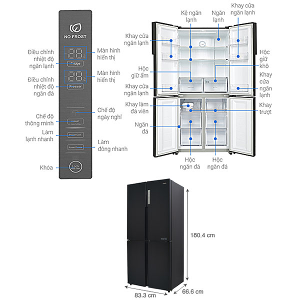 Tủ lạnh Aqua Inverter 456 lít AQR-M525XA(FB) được nhập khẩu từ Thái Lan