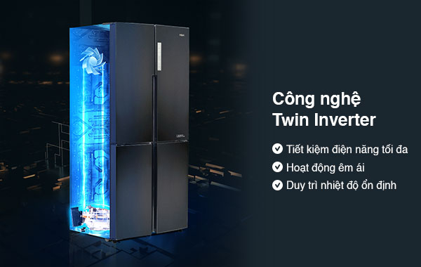 Tủ lạnh Aqua Inverter 456 lít AQR-M525XA(FB) - công nghệ Twin Inverter tiết kiệm điện